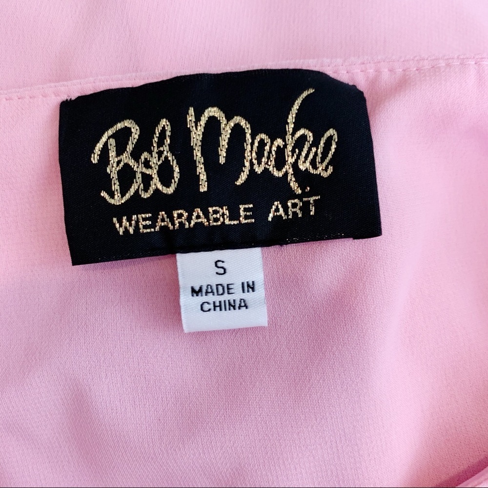 Bob Mackie Wearable Art Pink Peasant Sleeve Blouse Art to Wear Barbiecore - Picture 5 of 6